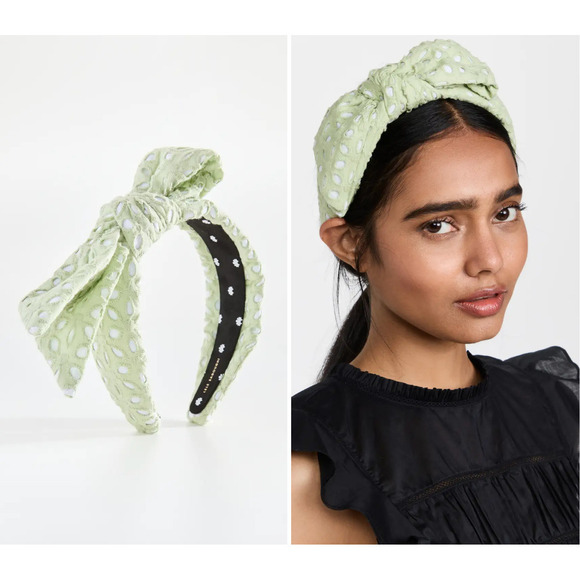 Lele Sadoughi Eyelet Bow Headband Sage Green NWOT - Picture 13 of 14